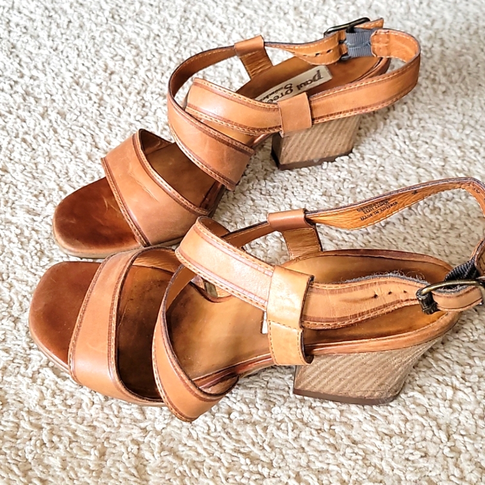 Paul Green Tan Leather Sandals